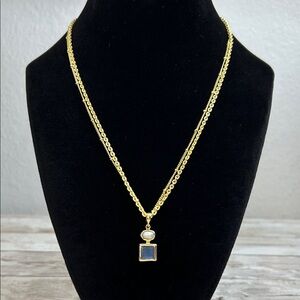 Joya Gold Necklace with Pearl and Gemstone Pendant